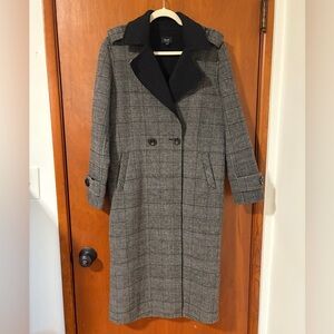Plaid long wool coat Bardot, size S/M